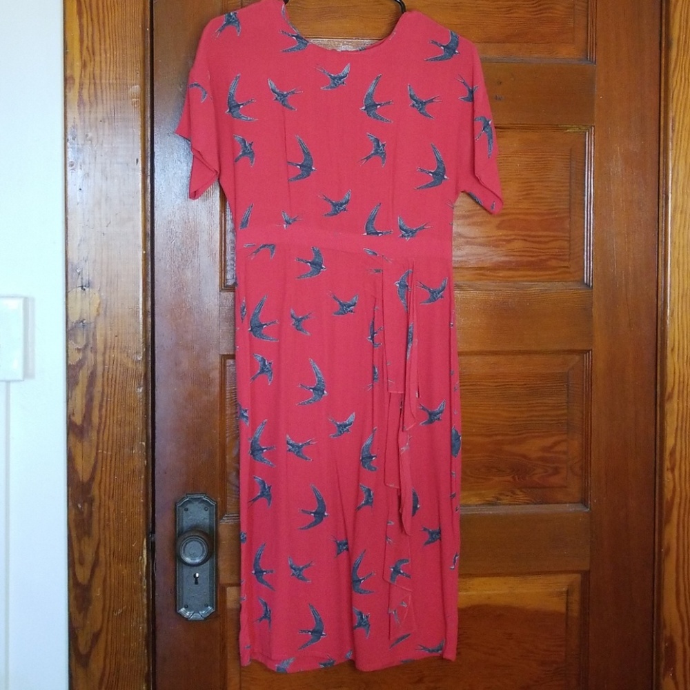 Asos Petite Pink Bird Print Dress Size 10P
